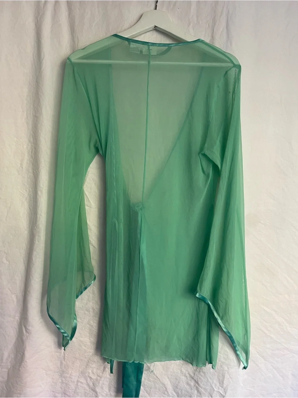Vintage 90s Frederick’s of Hollywood Mint Mesh Robe Y2K Festival Fairy Size S